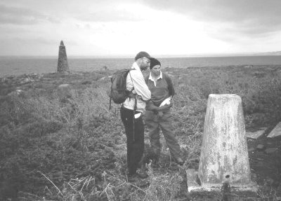 Dave Hewitt and Robin Taylor admire the elusive 6m trig point