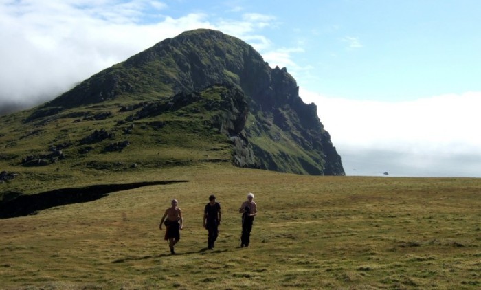 Richard Wood, Brian Ewing, Stewart Logan and Mullach Bi, Hirta