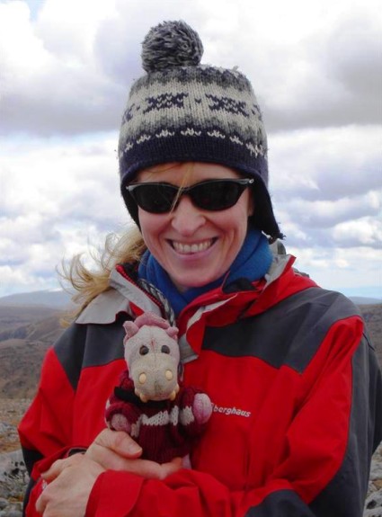 Audrey Litterick and Flapjack on Beinn Tharsuinn