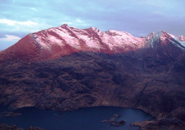Alpenglow on the Cuillin (photo: Malcolm Clark)